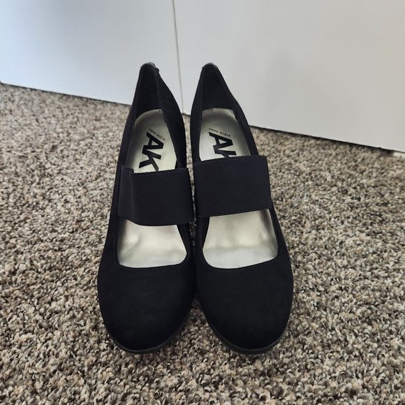 Anne Klein Sport Xoey Black Suede Heels/Pumps with Strap SZ 8.5 - Picture 1 of 9